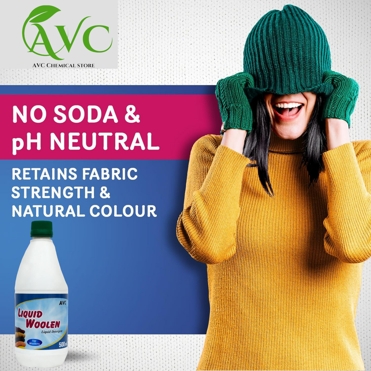 Gentle Care for Delicate Fibers: AVC Liquid Woolen ensures softness and vibrant colors for your woolens (500ml, pack of 2).