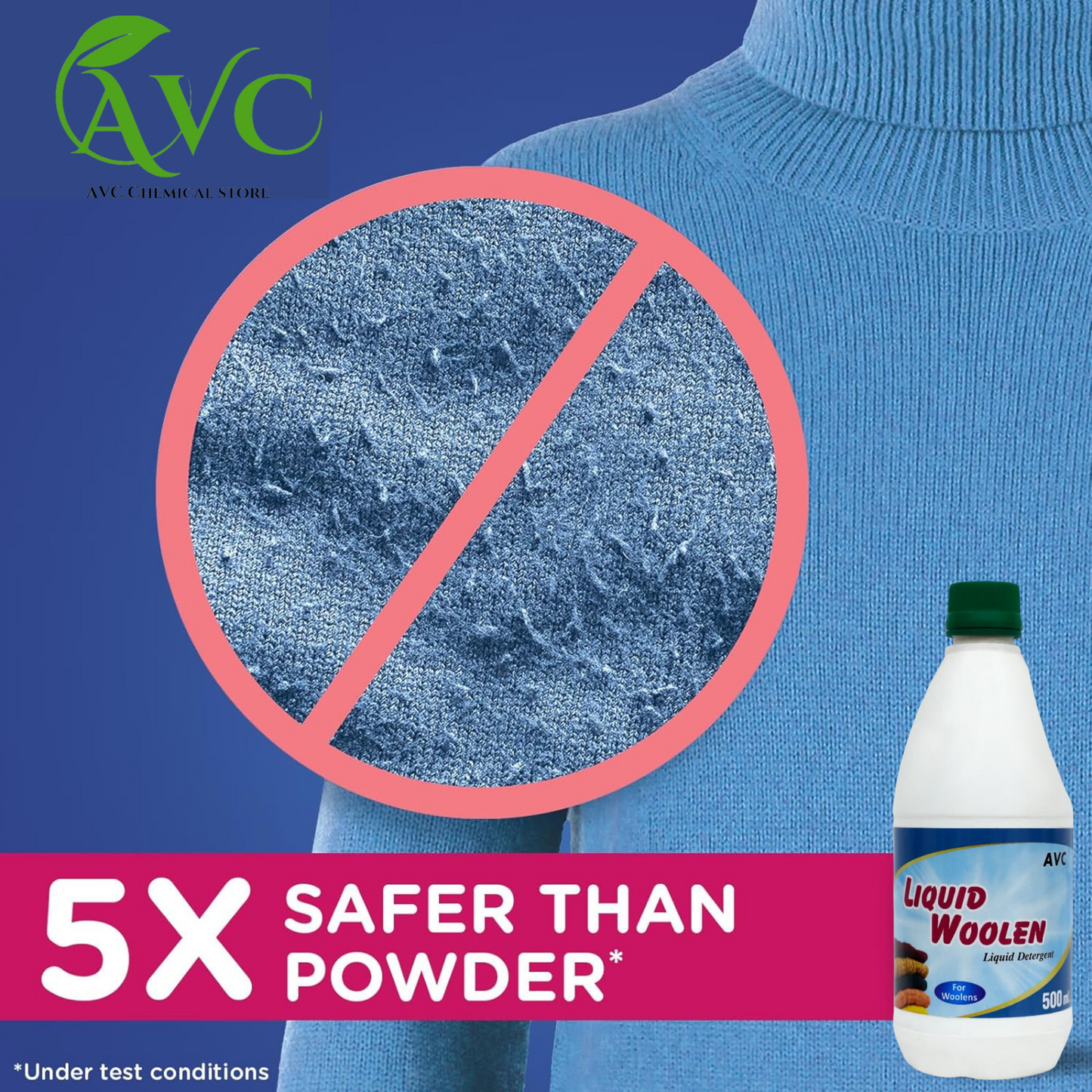 Gentle Care for Delicate Fibers: AVC Liquid Woolen nurtures softness for woolen garments in a convenient 500ml pack of 2.