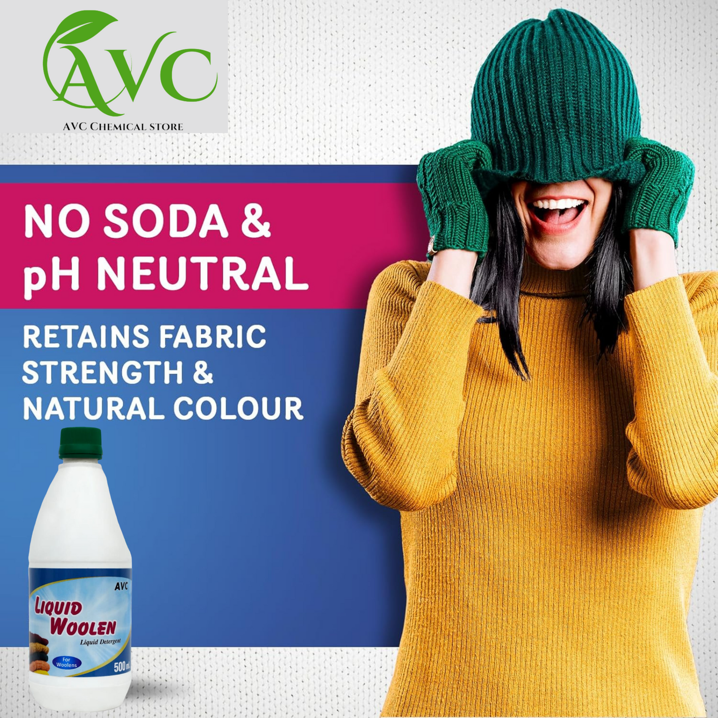 "Gentle Care for Delicate Fibers: AVC Liquid Woolen – Nurturing Softness and Brilliance" (500ml)