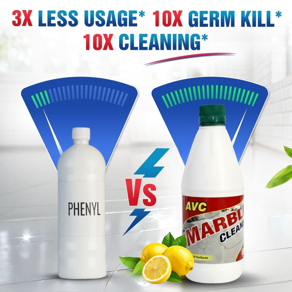 AVC Marble Cleaner Liquid for Floor & Surface Cleaning | Powerful Stain Remover for Marble, Tiles & Granite | Multi-Surface Cleaner | Shine & Protection Formula | 1L