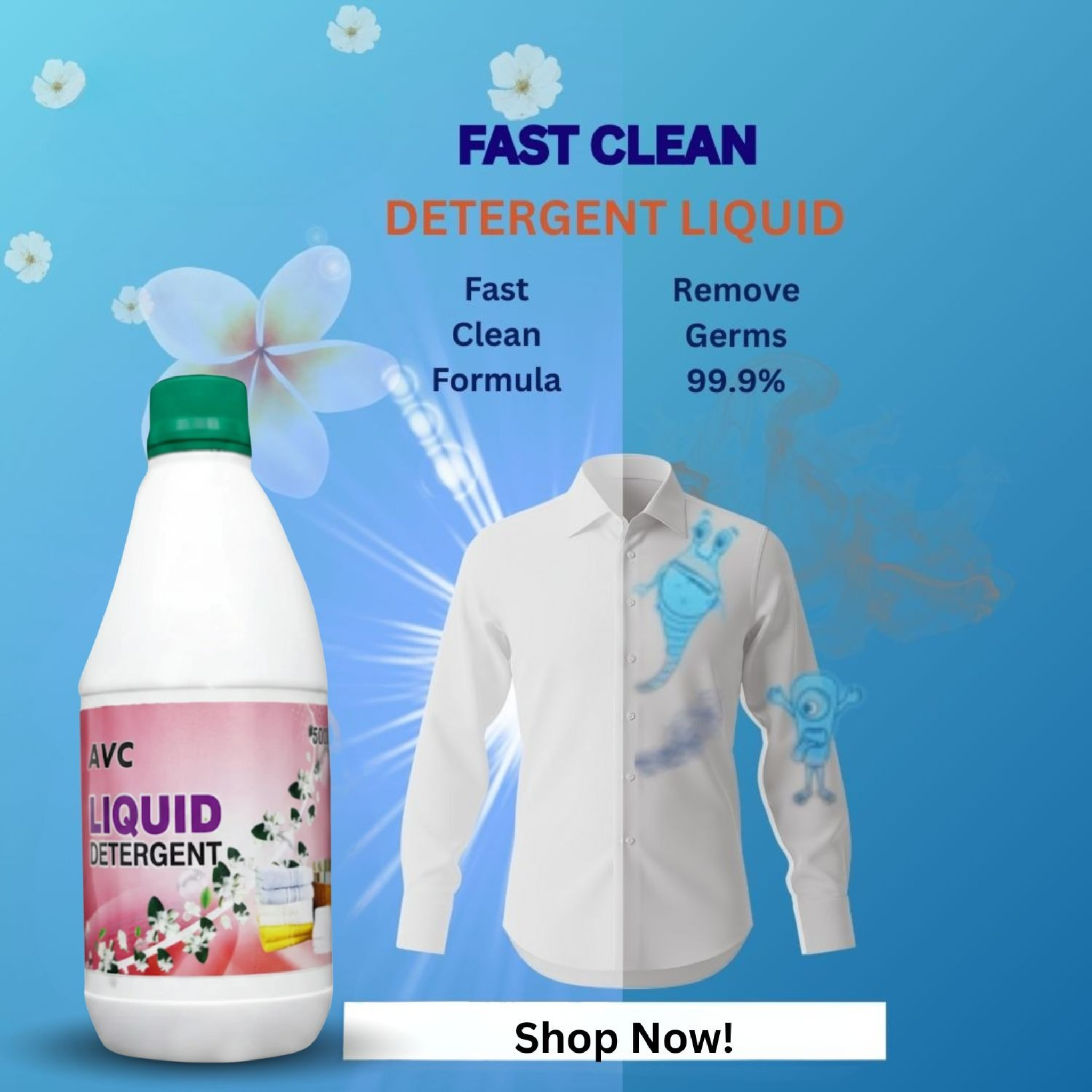 AVC Liquid Detergent 500ml | Powerful Laundry Cleaning Liquid for Clothes | Stain Remover for Washing Machine & Hand Wash | Gentle on Fabrics | Fresh Fragrance