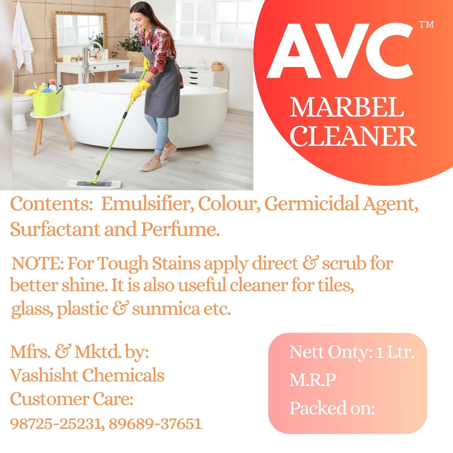 AVC Marble & Granite Floor Cleaner Liquid/Shampoo (500ml)